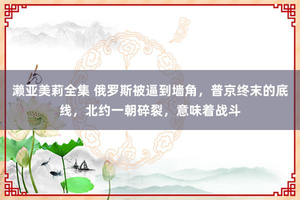 濑亚美莉全集 俄罗斯被逼到墙角，普京终末的底线，北约一朝碎裂，意味着战斗