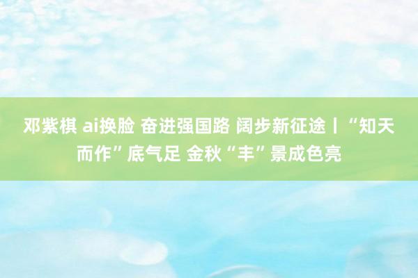 邓紫棋 ai换脸 奋进强国路 阔步新征途丨“知天而作”底气足 金秋“丰”景成色亮