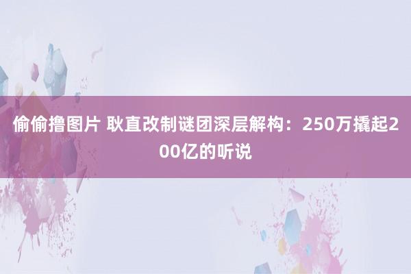 偷偷撸图片 耿直改制谜团深层解构：250万撬起200亿的听说